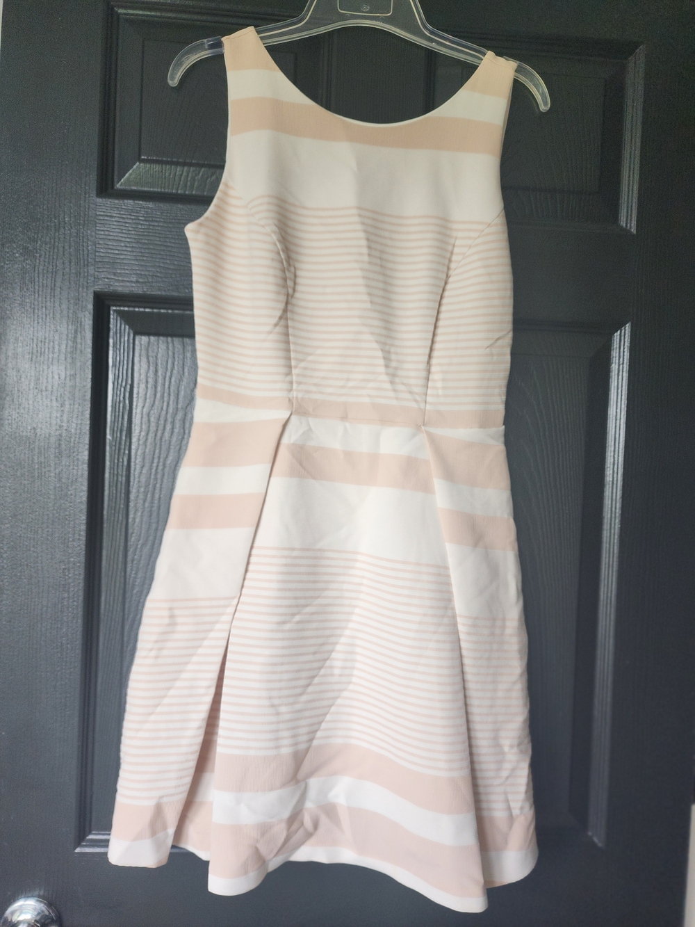 Sleeveless Striped Midi Dress in Blush and Cream